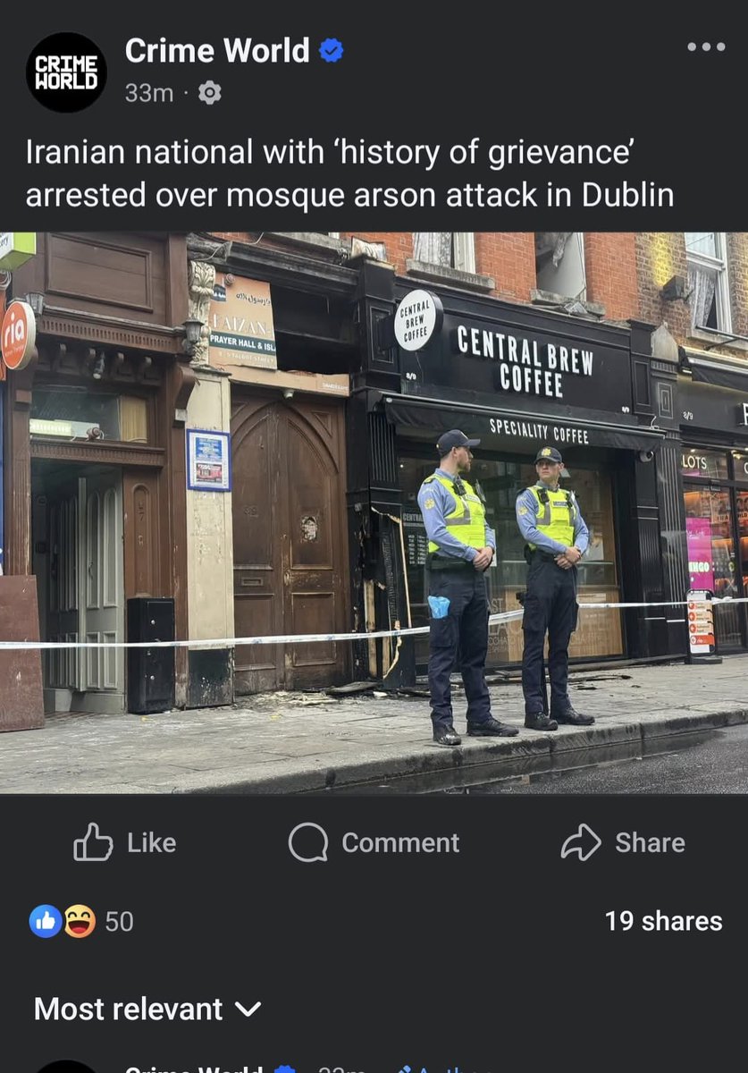 gavpepper85's tweet photo. It was an Iranian man who was arrested over an arson attack on a mosque in Dublin. https://t.co/HNtXKPffxP