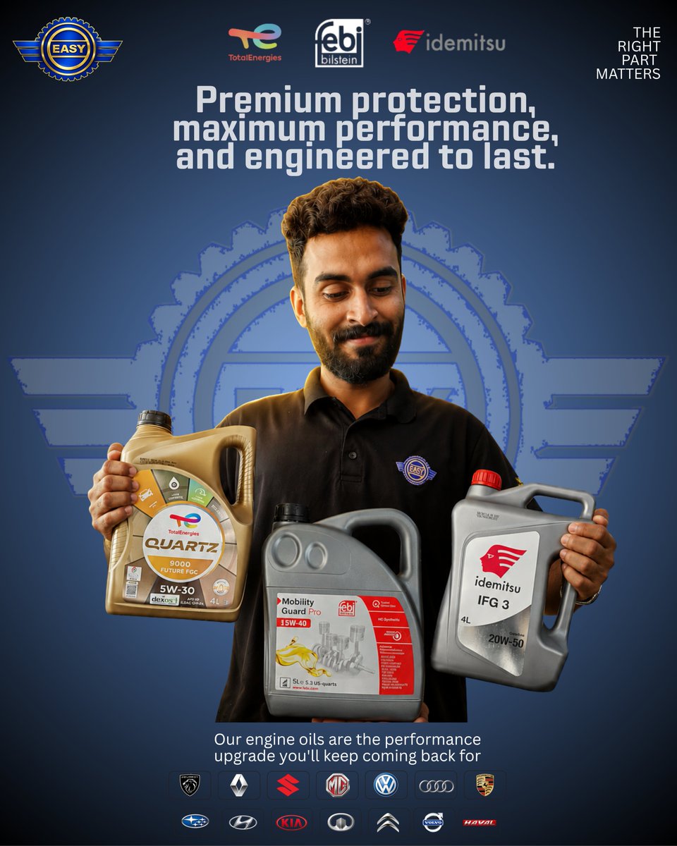 easyautox's tweet photo. Premium protection starts with the right engine oil. 💯

Your engine deserves trusted lubrication that delivers maximum performance, longer engine life, and reliable protection on every journey. https://t.co/0KFbN0Gyma