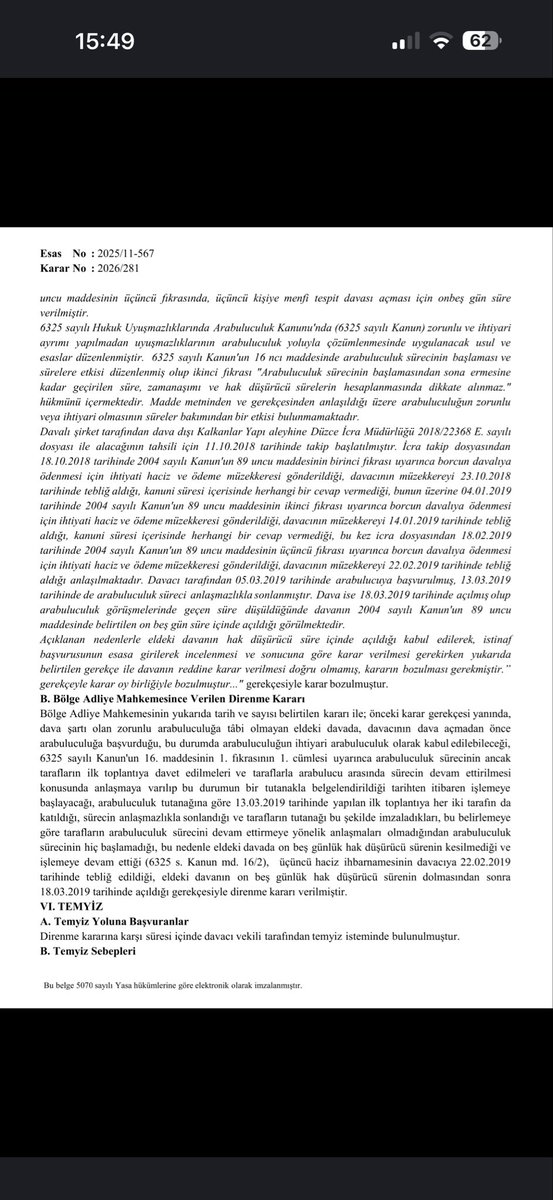 AvTarikCilekci's tweet photo. -IlK m. 89 Menfi Tespit Davası
 -Dava Şartı Arabuluculuk 
-Hak Düşürücü Süre

Son Güncel Durum: ⏬

 (Yargıtay HGK, 29/04/2026, 2025/11-567 E., 2026/281 K.) https://t.co/desGBEoRDm