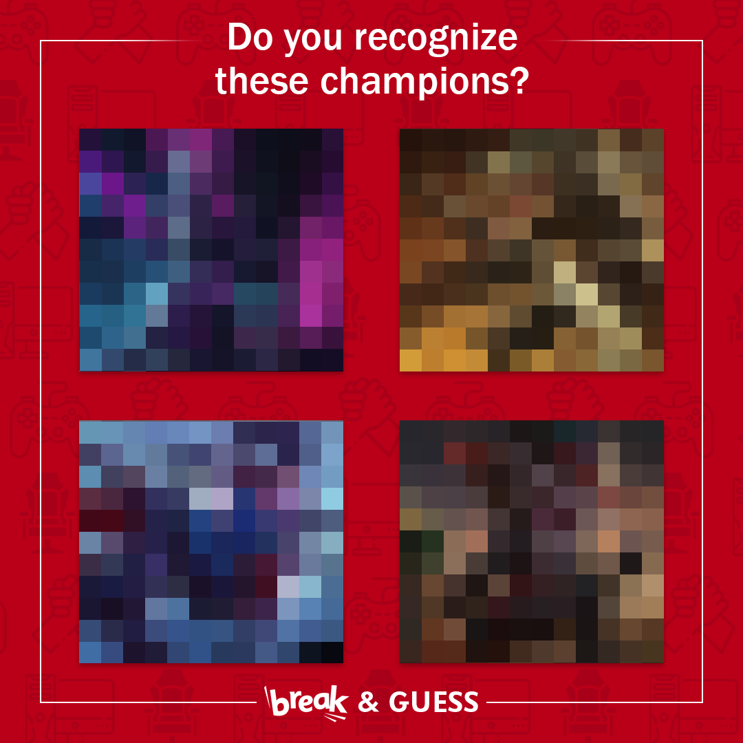 KITKATGaming's tweet photo. Behind these pixels are 4 League champions. Can you identify them all? 👀 https://t.co/jA1OAwinOK