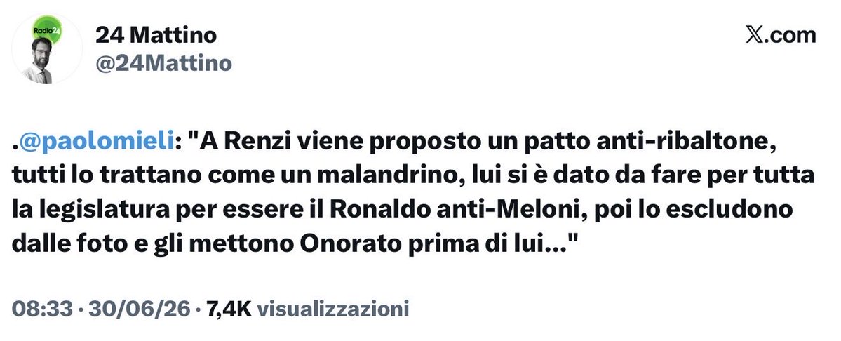 Guido07261's tweet photo. @Zerovirgola2 @Moonlightshad1 Menomale che ha capito tutto Mieli: il “Ronaldo anti-Meloni”,  che per buona parte della legislatura ha votato con la maggioranza, facendo goal nella propria rete come Fantozzi nella partita tra scapoli e ammogliati, è indispensabile per vincere. Dal Paese del sottosopra è tutto https://t.co/caUOybu9V6