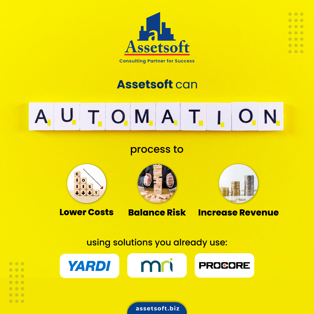AssetSoft's tweet photo. Assetsoft helps real estate teams automate smarter using the tools you already trust, like Yardi, MRI, and Procore.
Lower costs. Balanced risk. Increased revenue.

Contact us for more: - https://t.co/xy1yriC0U5

#Automation #RPA #procore #Assetsoft #yardi #proptech #MRI #UiPath https://t.co/LH440odfqR