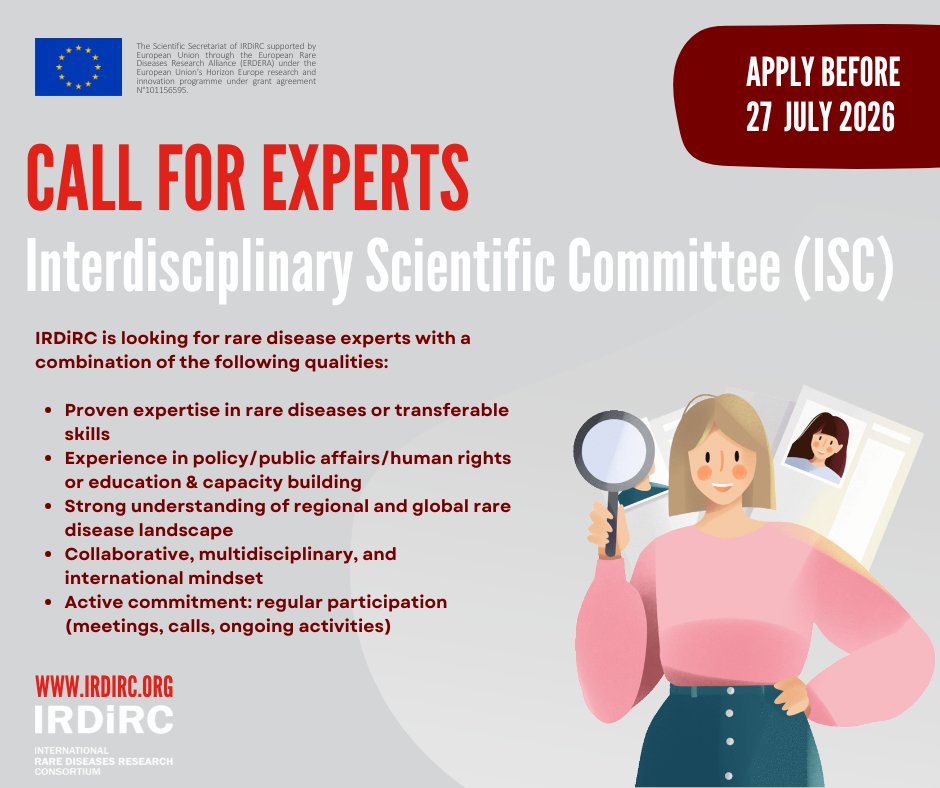 eurordis's tweet photo. 📢 Ready to help shape the future of rare disease research? @irdirc is looking for experts to join its Interdisciplinary Scientific Committee. Be part of advancing global collaboration and innovation. Apply by 27 July: https://t.co/XbOtHesib4 https://t.co/7byvsE1jLH
