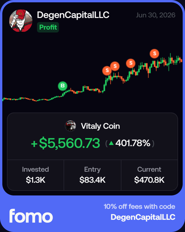 DegenCapitalLLC's tweet photo. Was losing alot today until i stumbled upon $Vitaly 

Giveaway of 1 SOL to someone in the comments in 1 hour https://t.co/SVg4t5bU9g