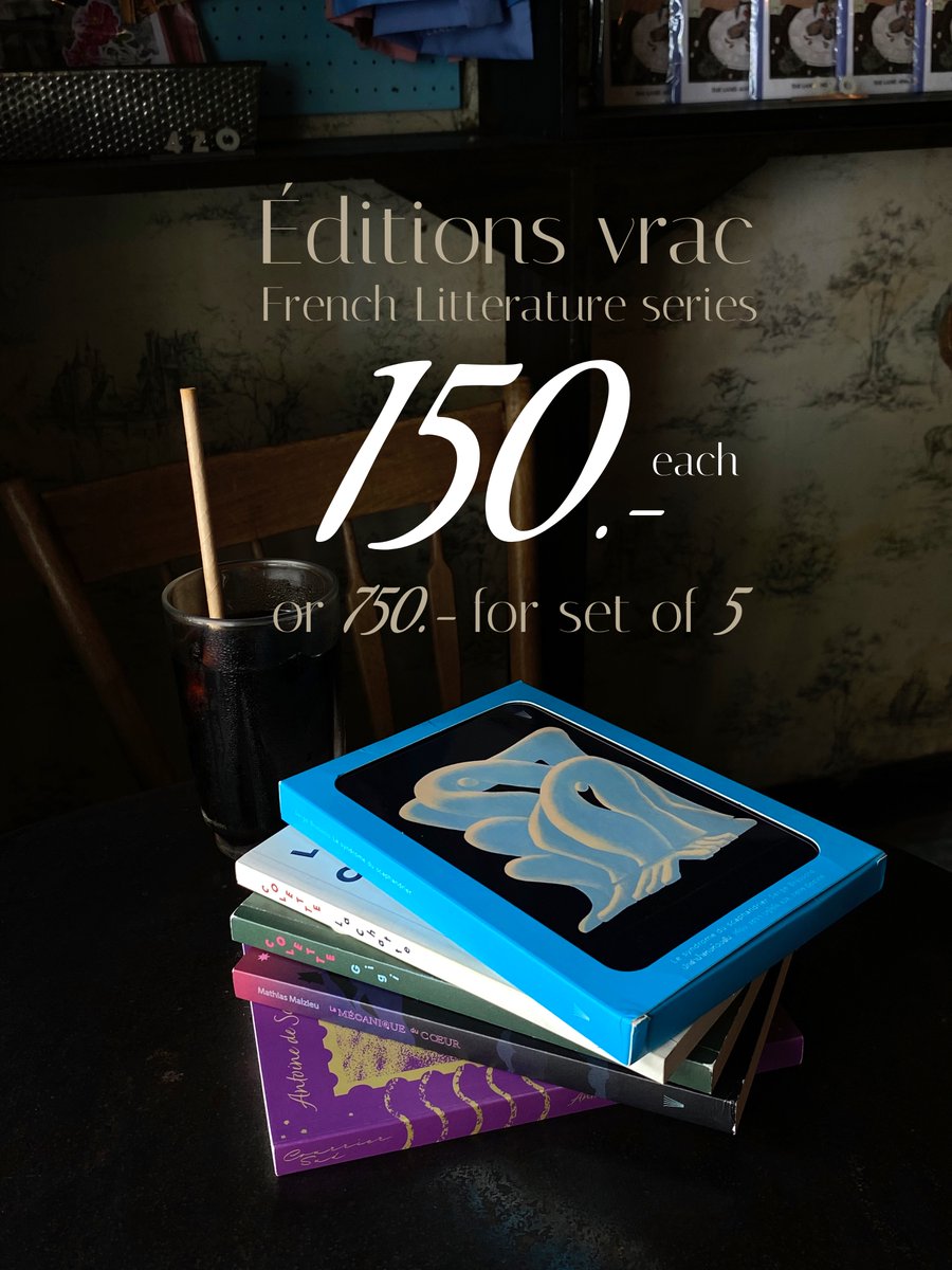 editions_vrac's tweet photo. 🇫🇷 วรรณกรรมฝรั่งเศส 150.- ทุกปก 🇫🇷
มีเพื่อนบอกเพื่อน มีแฟนบอกแฟน ราคานี้หาที่ไหนไม่ได้อีกแล้ว!
เนื่องในโอกาสวันชาติฝรั่งเศสหรือ Bastille Day ขอเชิญชวนทุกท่านมาเสพวรรณคดีฝรั่งเศสที่จริงจังและจริงใจ รูปเล่มประณีตสวยงาม เนื้อหาละเมียดละไม ผลงานการันตีคุณภาพจากสำนักพิมพ์วรรข https://t.co/rfPwiFUSzp