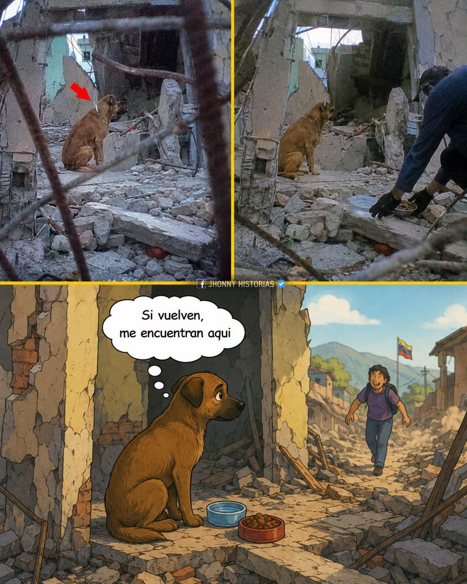 A64029345's tweet photo. Uno los ve ahí, quieticos sobre los escombros, esperando que salga su familia de un sitio que ya no existe.
No entienden que la casa se cayó.
Para ellos ese sigue siendo su lugar, el único que conocen, y ahí se quedan por si alguien vuelve. https://t.co/JJB78lURvK
