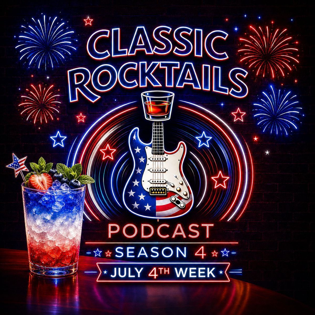 C_Rocktails's tweet photo. 🎆 A Classic Rocktails first! During July 4th week, we’re featuring “clean” episodes—because family vacations and Mac’s endless parade of F-bombs don’t always mix.

Moms, dads and kids can all listen safely. Mac’s vocabulary will return after the holiday. 🇺🇸🥃🎸

#ClassicRock #July4th