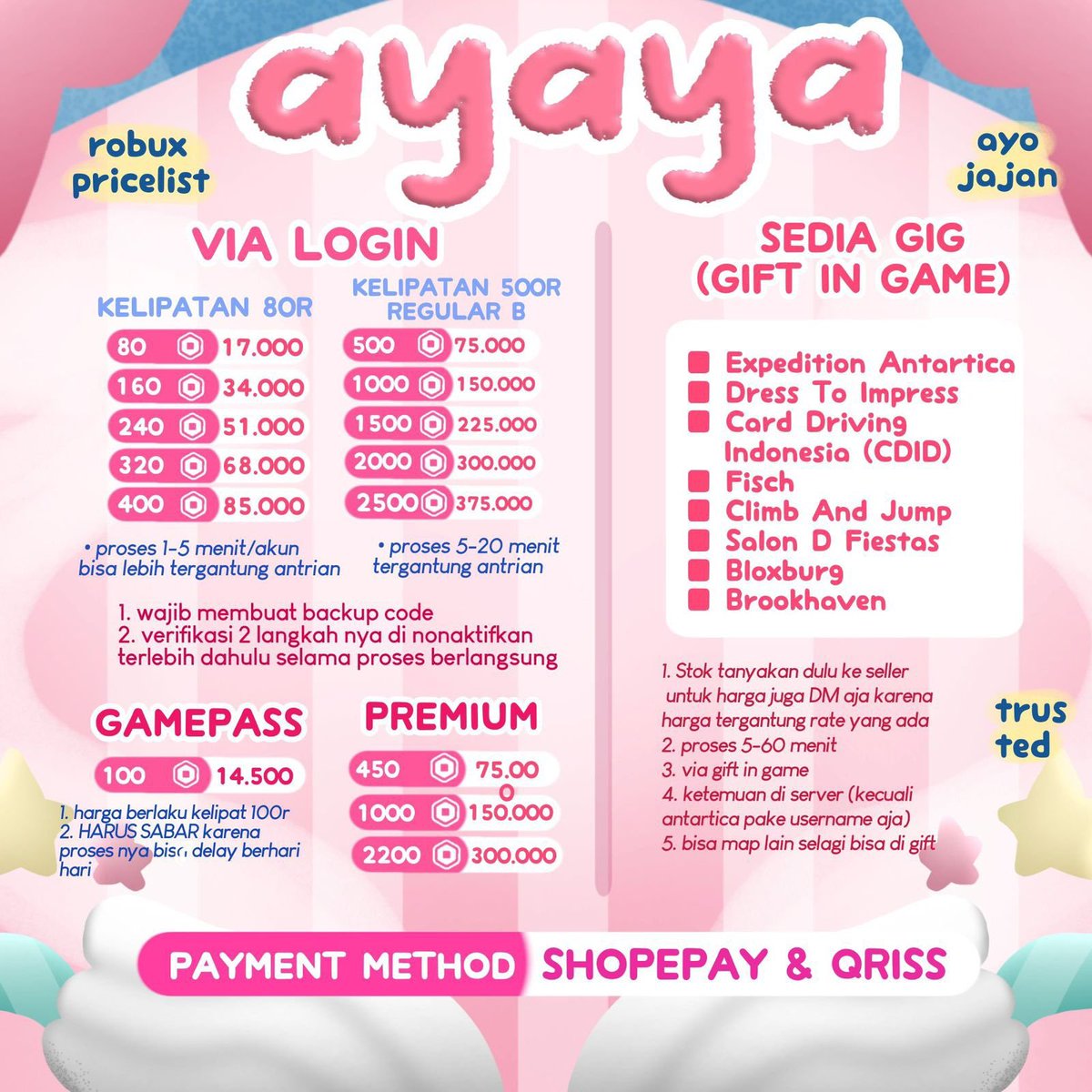 Koznoe's tweet photo. @hwangreyy Ada di temenku nih, selalu ready!  ꒱ 🪷 𓂅 ˚ . 100% aman dan trusted buat kamu top up robus dan hato 🦢🎀 proses cepat dan satset 🌷💭 𓏵 ° coba dulu order disini 📎 ketuk kontak ku untuk order ₊ ♡🪞 ⊹

⊹  ֺ  ִ  ꒰ 📞 ꒱  —— order : https://t.co/TSrDdQShA1 https://t.co/cwPj01aXLe