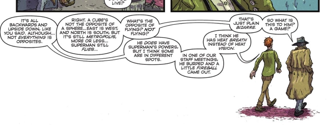 TalkingSuperman's tweet photo. Really digging this take on Bizarro World. Not because I thought opposites being inconsistent was a problem that needed fixed but because it feels like people acting like poor parodies is striking a cord with people right now https://t.co/e2phQh8E4p