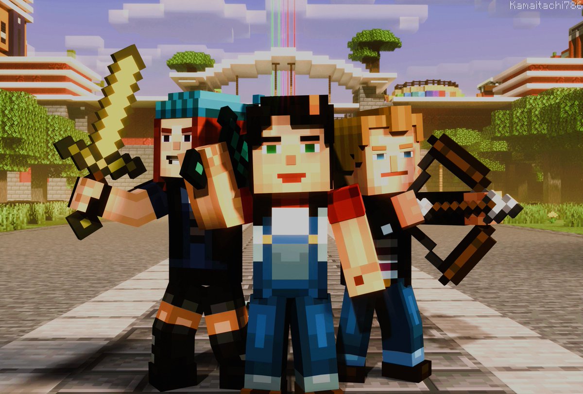 Kamaitachi786's tweet photo. Jesse, Petra, Lukas Adventure Trio #mcsm #minecraftstorymode #mcsmjesse #jessemcsm #mcsmpetra #petramcsm #mcsmlukas #lukasmcsm #blender https://t.co/iMSqr9XzSF