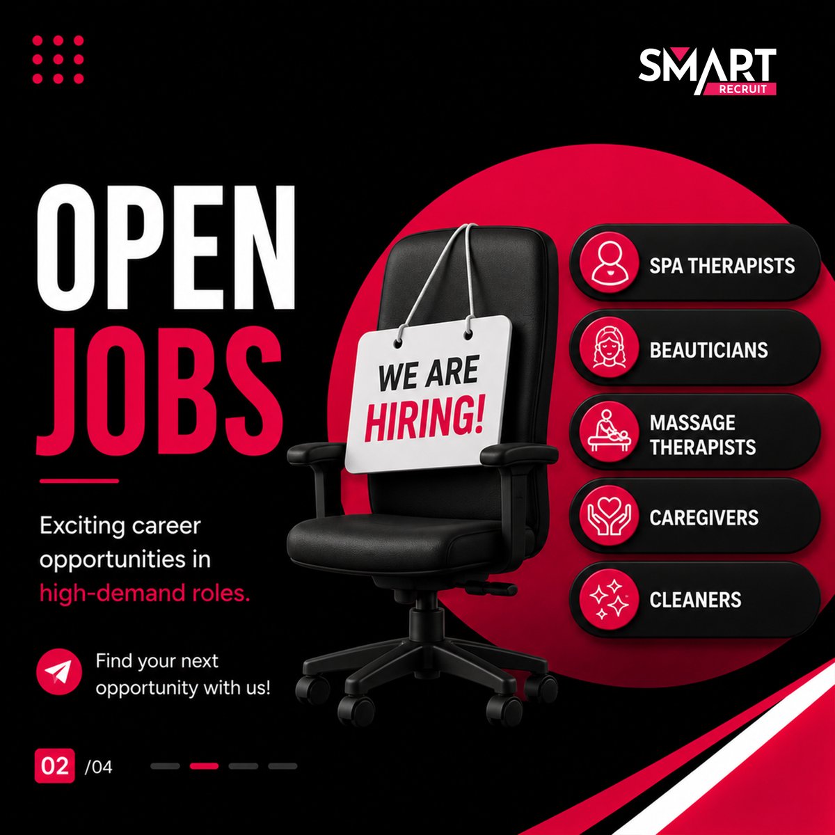 smartrecruitltd's tweet photo. 🚀 We're hiring for Europe!

✅ Spa Therapists
✅ Massage Therapists
✅ Beauticians
✅ Caregivers
✅ Cleaners

Apply early before vacancies are filled.

#HiringNow #WorkInEurope #EuropeJobs #SmartRecruit https://t.co/GEYGXHEsy3