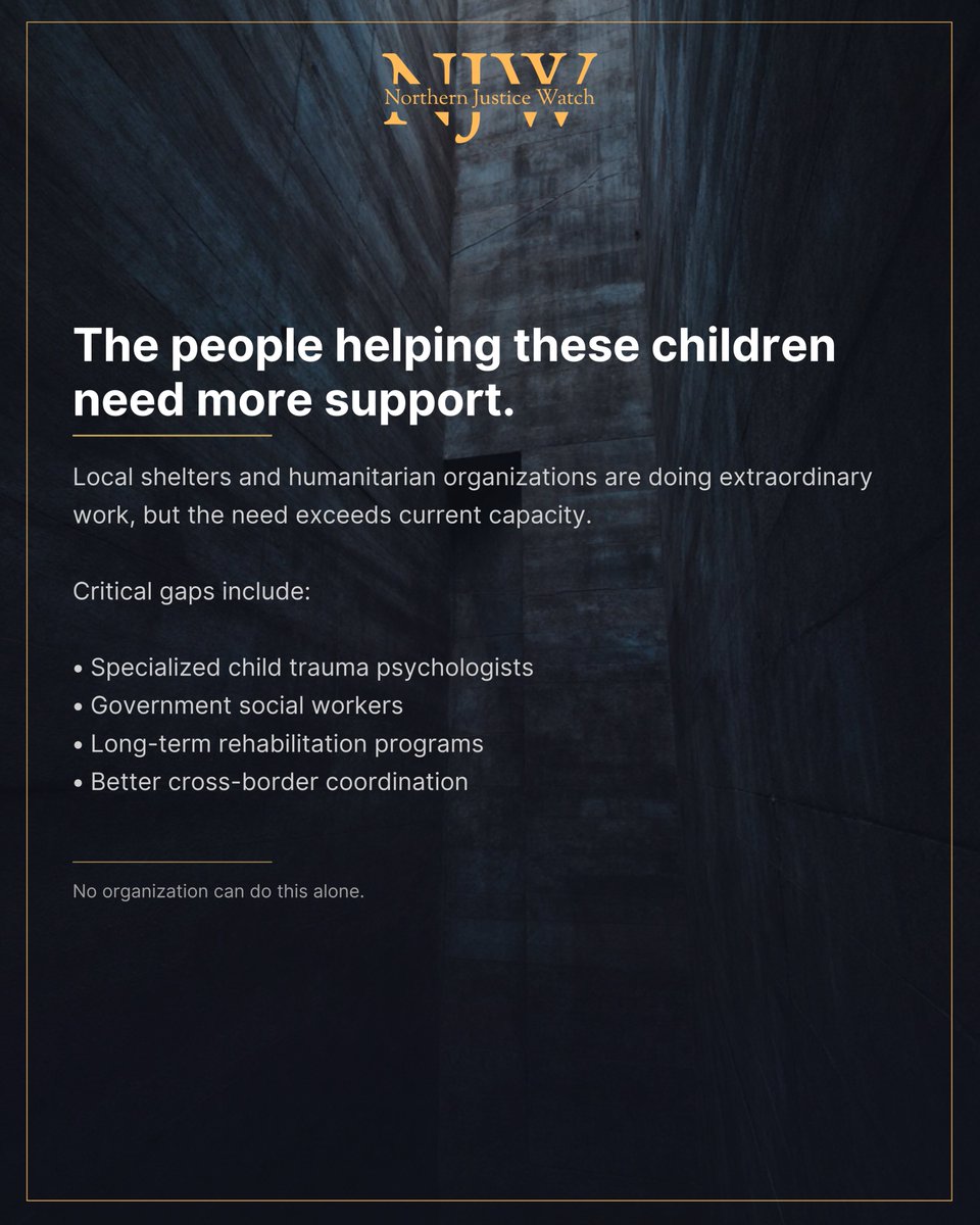 NJWGermany's tweet photo. 2,000+ ISIS child survivors are trapped in Al-Hol or missing, facing severe trauma from radicalization. NJW demands an urgent response: unified tracking, state social support &amp; specialized psychologists. 

#HumanRights #ChildSurvivors #NorthernJusticeWatch #AlHol https://t.co/YV7qx9cBcp
