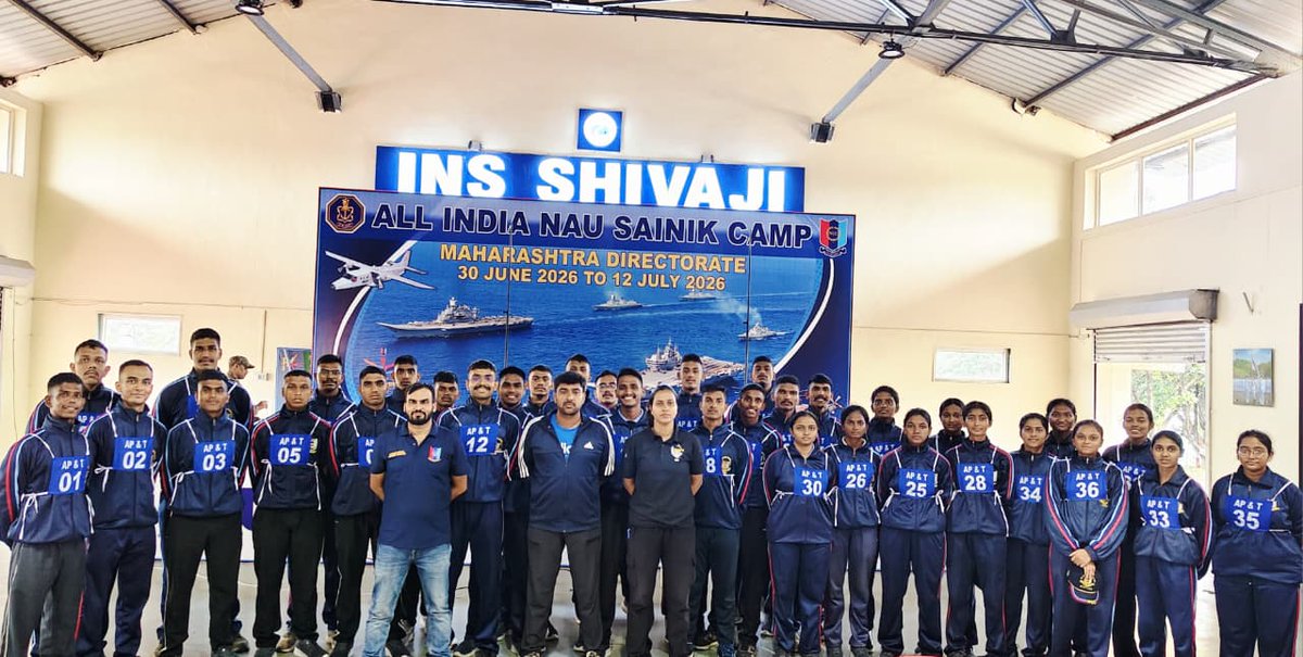 NCCGPHQVSP's tweet photo. 🇮🇳 ⚓ The voyage has begun. The challenge awaits. 

The AP&T Dte contingent has arrived at INS Shivaji, Lonavala, ready to represent the Directorate at the All India Nau Sainik Camp 2026 .

Weeks of relentless training have shaped this team. Now, they step onto the national stage carrying the pride, hopes and confidence of an entire Directorate.

 Steady in spirit. Strong in teamwork. Ready to excel. 

 Fair winds, Team AP&T. Sail ahead and make the Directorate proud !  🇮🇳

#AINSC2026 #NCCIndia #APTDte #UnityAndDiscipline #NauSainikCamp #CadetSpirit #INSShivaji
#FutureLeaders