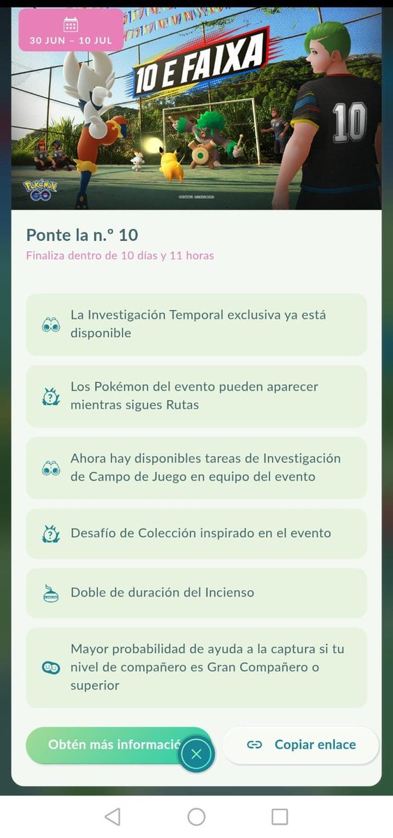 ayrlesPlay's tweet photo. El evento “Ponte la #10”, solo para America Latina, ya inició y para conseguir la camiseta para el avatar deberás atrapar un Pokémon en 5 días diferentes. #PokemonGO https://t.co/DvVqk4xeI1