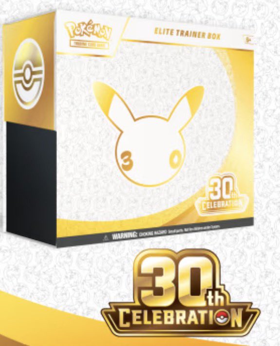 PokemonDealsX's tweet photo. Pokemon 30th Anniversary Elite Trainer Box has been officially revealed 

🔔 We’ll notify when it becomes available, get instantly notified of Pokemon drops: https://t.co/MZzDzXRZTR https://t.co/HxeHkMeKip