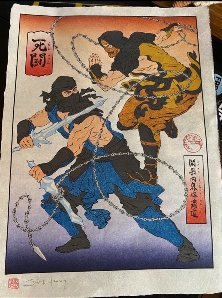 MK_habit_addict's tweet photo. Sub Zero vs Scorpion art on handmade Japanese paper 🔥❄️ https://t.co/Yk7CBicAap