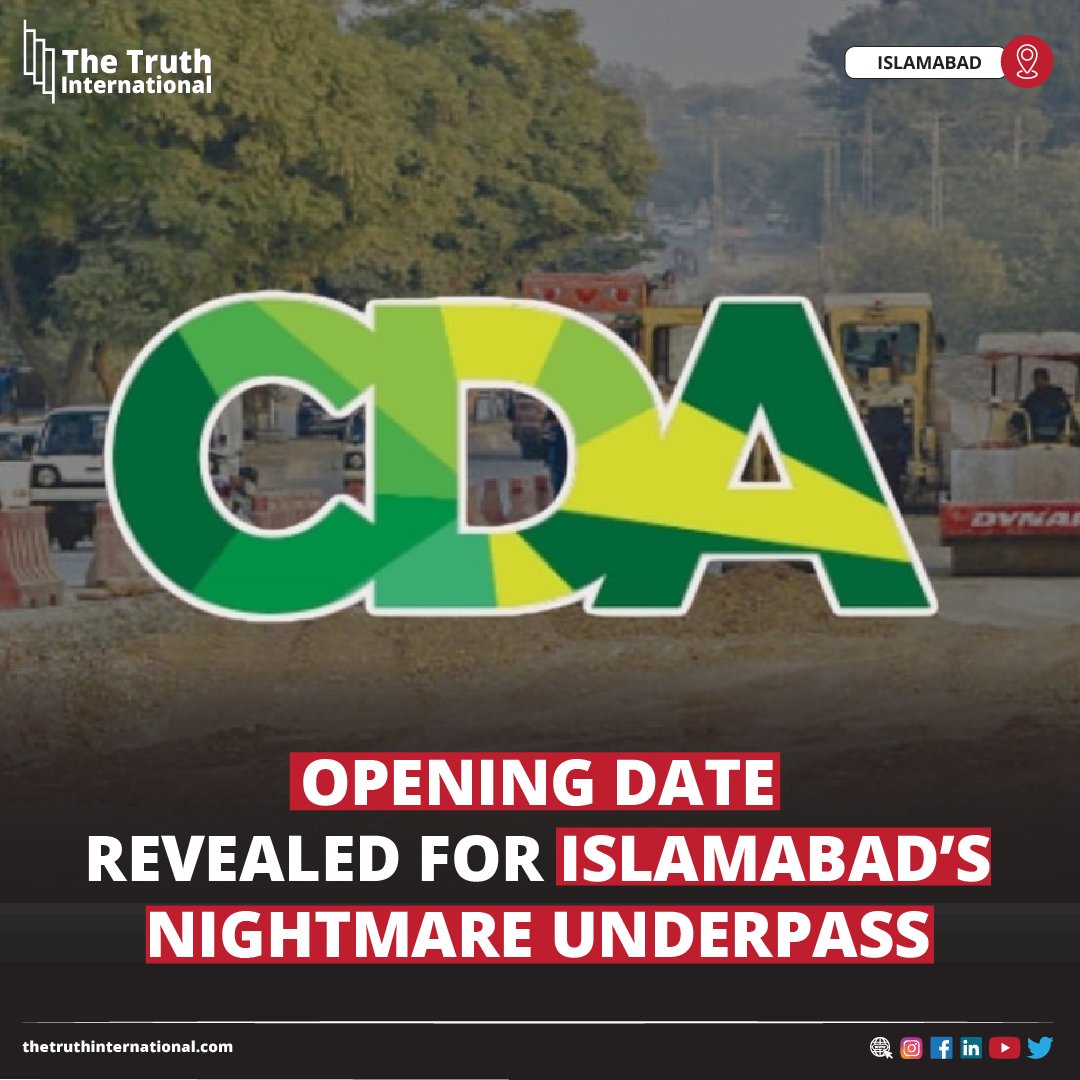 ttimagazine's tweet photo. Opening Date Revealed for Islamabad’s Nightmare Underpass

FIND MORE: https://t.co/EQj1yihDPR

#OpeningDate #Revealed #Islamabad #Nightmare #Underpass #TTI https://t.co/KLKSX5ZUWR