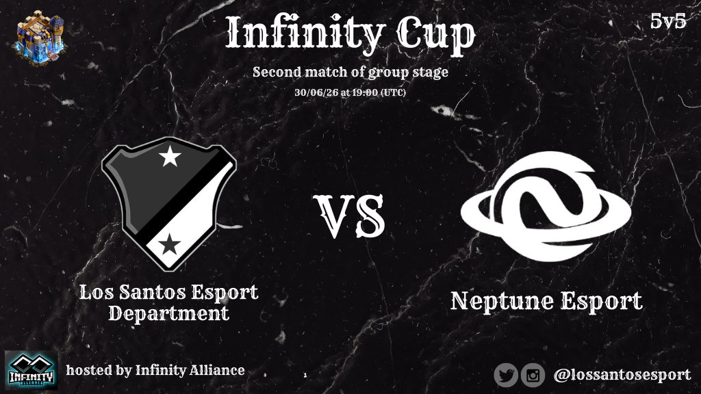 lossantosesport's tweet photo. 💥 MATCH SET UP 💥

⚔️ @lossantosesport 🆚️ @Saturn_COC
🏆 Infinity Cup
📋 Second match of group stage
🗓 30th June 2026
🕜 7pm UTC
⚙️ 5v5 in TH18
🏠 @InfinityAl66073

#ClashOfClans
#cocesport
#Esport https://t.co/epZjXNEoGF