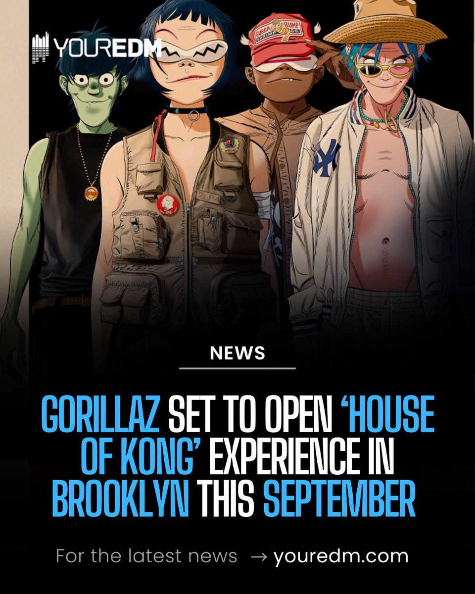 YourEDM's tweet photo. @gorillaz  are bringing their immersive House of Kong exhibition to New York this September. 

https://t.co/9v06bq0EEv https://t.co/Bg2fWtfLI6