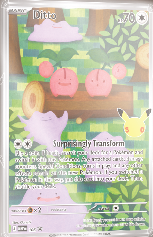 PokeGetInfoMain's tweet photo. 【ポケカ海外情報】
ポケモン30周年関連の新カード判明

✅ビクティニ AR
✅ゼラオラ AR
✅メタモン AR https://t.co/IipWVOWrht