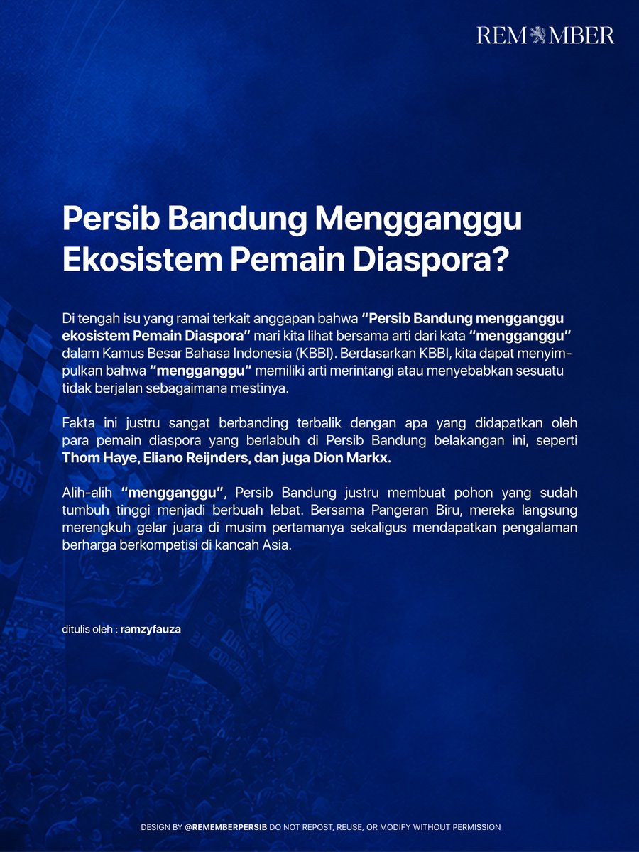 rememberpersib's tweet photo. Persib Bandung Mengganggu Ekosistem Pemain Diaspora? https://t.co/RY4dQxgxbO