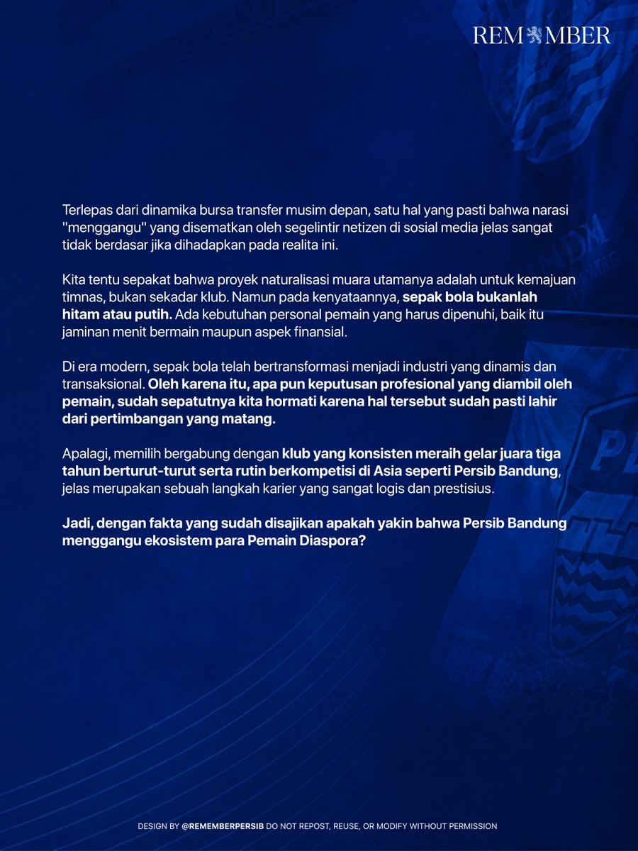 rememberpersib's tweet photo. Persib Bandung Mengganggu Ekosistem Pemain Diaspora? https://t.co/RY4dQxgxbO