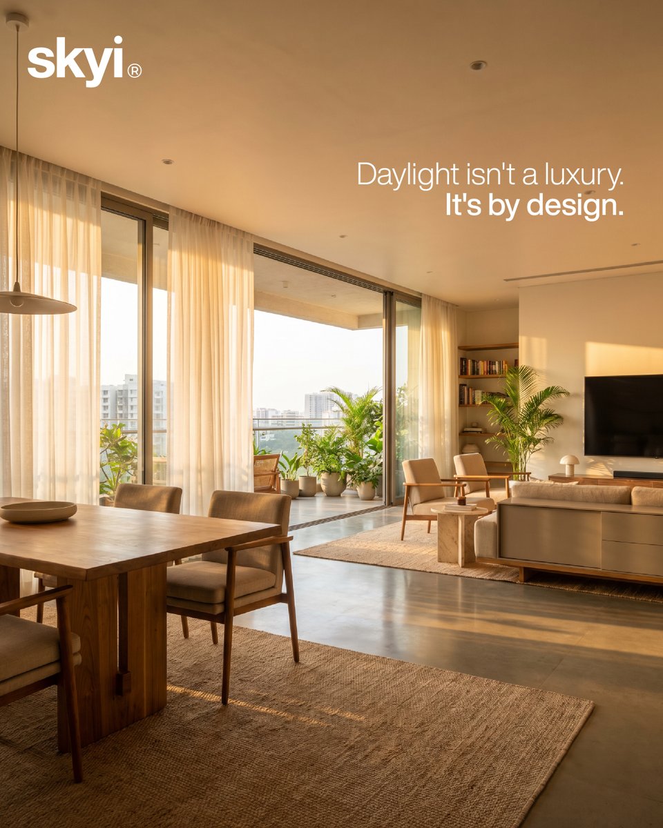 SKYiDevelopers's tweet photo. Daylight changes everything.
The way a room feels.
The way conversations flow.
The way a home comes alive.
Thoughtful design isn't about adding more—it’s about allowing light, air, and space to do what they were meant to.
Built around life. Shaped through design.
#pune https://t.co/ayYfrfpqIL