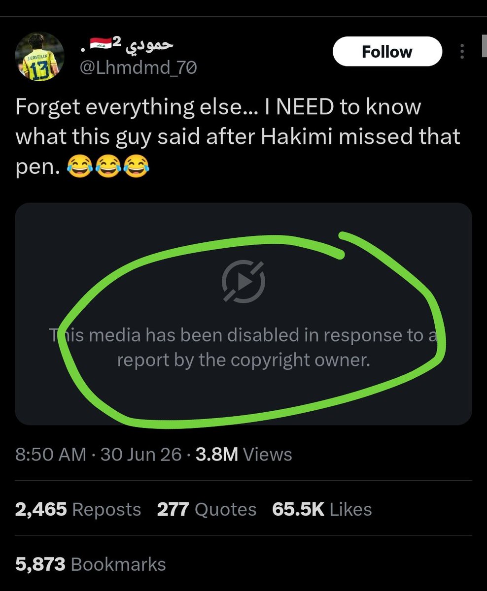 mikeydreadj's tweet photo. @Lhmdmd_70 Bro it's just football why report for copyright and stuff? Wicked https://t.co/EdYlRdZNuP