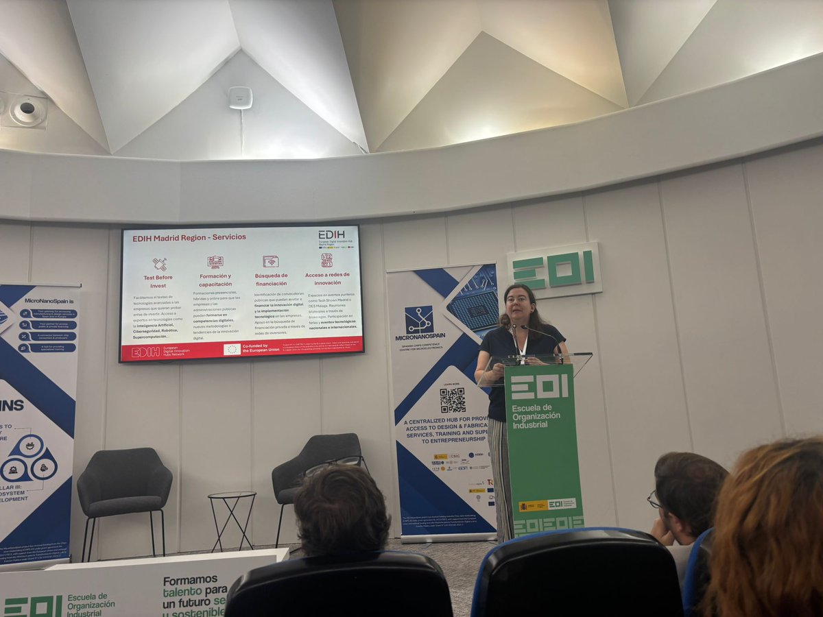 EdihMadrid's tweet photo. 🤝 Esta mañana hemos participado en el I MatchMaking Day organizado por @MicroNanoSpain y @AESEMI_, un punto de encuentro clave para el ecosistema español de #Semiconductores.

💡 Presentamos #EDIHMadridRegion2_0 y compartimos cómo apoyamos la innovación digital. https://t.co/UfTBOy4kra