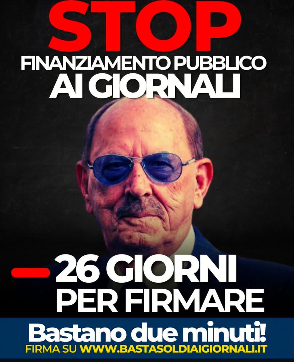 gius_salamone90's tweet photo. Forza, manca meno di un mese. Firmate (e fate firmare) per abolire il finanziamento pubblico ai giornali. Firmate qui 👉 https://t.co/IxOkMNxjM0 https://t.co/mb2pWfICg2