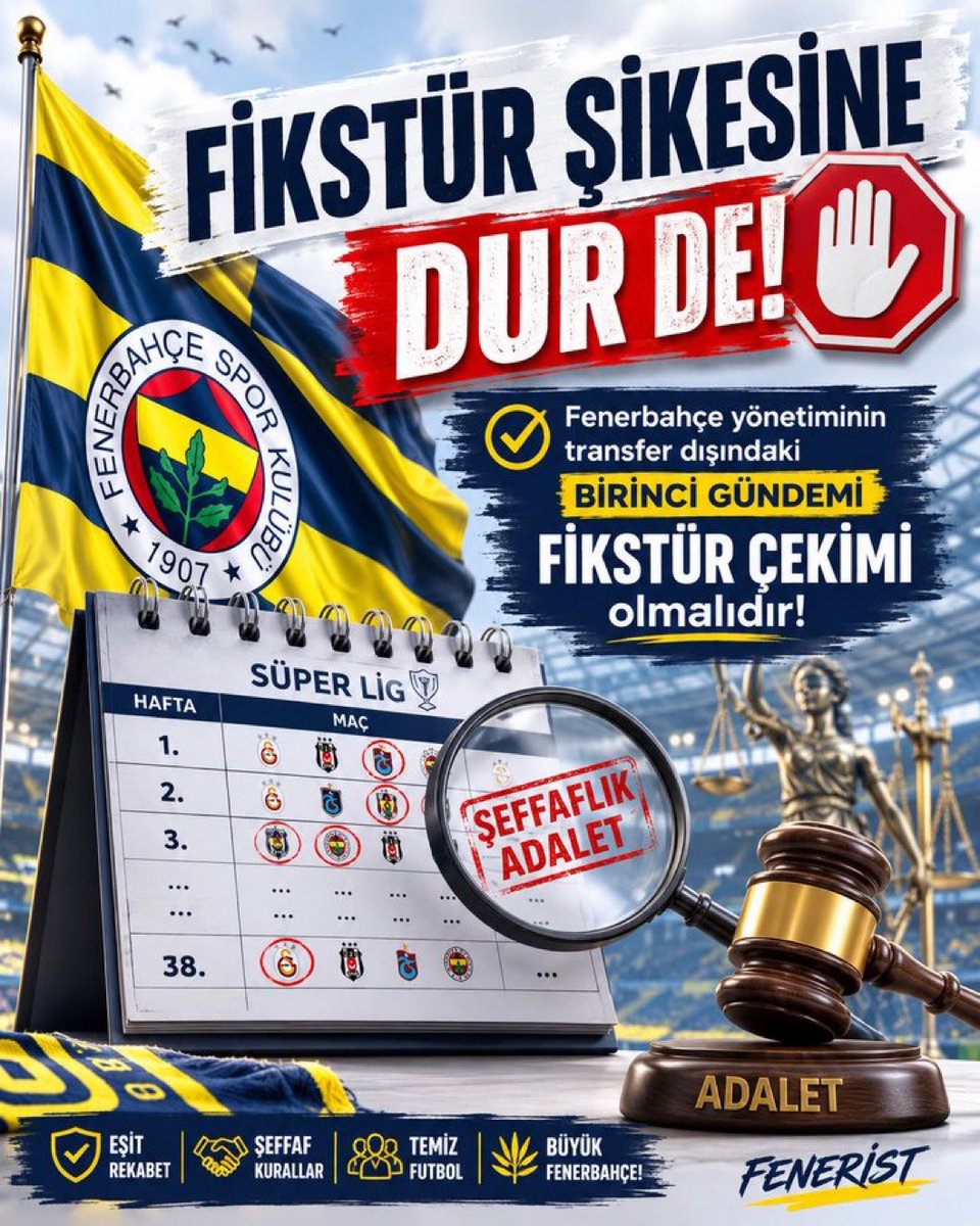 HabibHabib1907's tweet photo. FENERBAHÇE’nin birinci öncelliği fikstür çekimi olmalıdır. 

Fikstür şikesine dur de
#fikstürşikesinedurde
@Fenerbahce https://t.co/Rik6QDya5U
