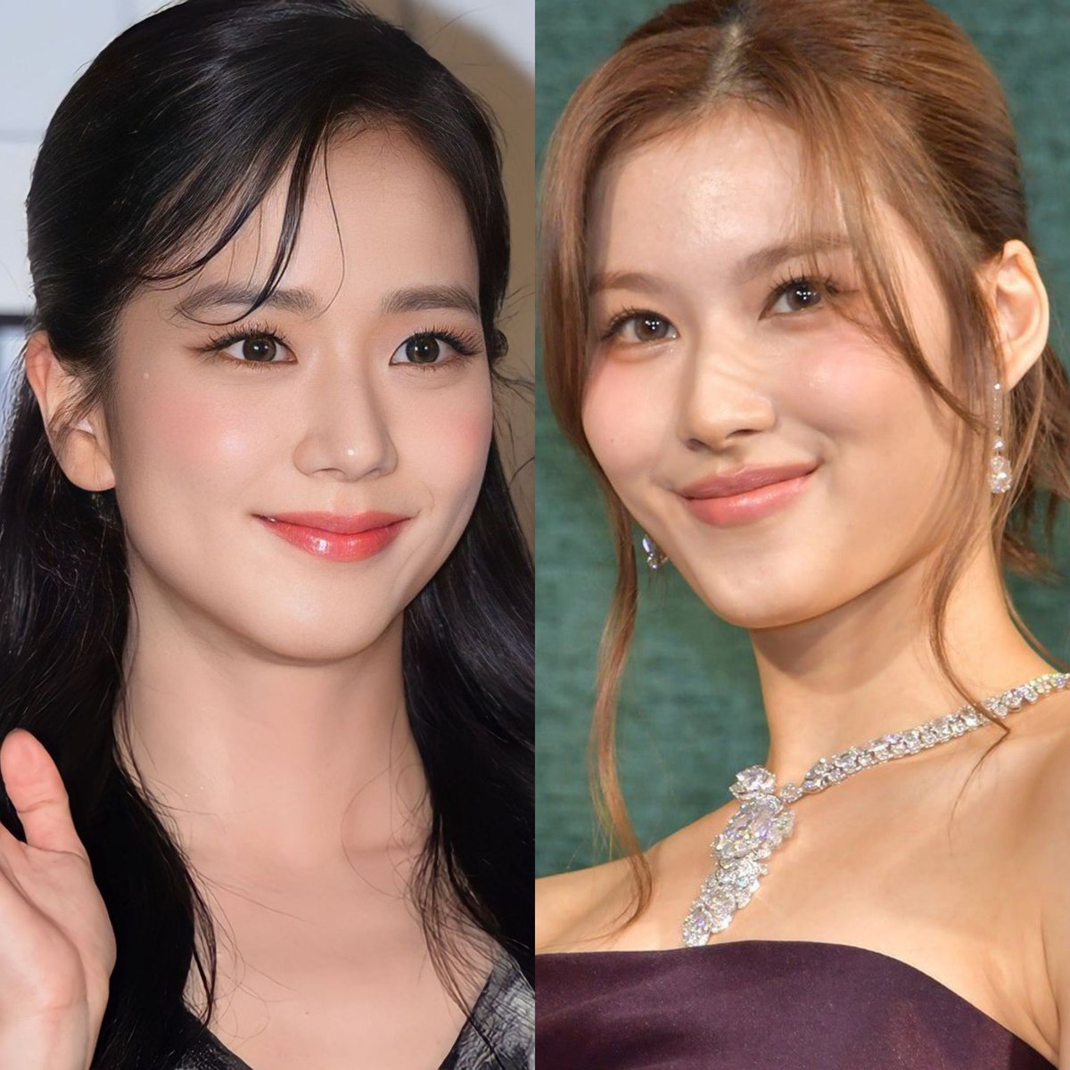 Chinta_195's tweet photo. Umur jisoo lebih tua dari si sana flop tapi wajahnya jisoo jauh lebih muda, bahkan ya teman gue aja bkn kpopers bilang umur si tonggos sana keliatan 37 sedangkan jisoo katanya 25 padahal gue udah kasih perbandingan foto jisoo yang editan hatters wk😂 https://t.co/Zrx9K3SIc4