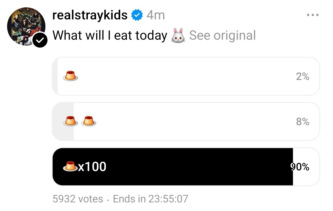 staysday6's tweet photo. the options for what lee know will eat today

- pudding
- 2 puddings
- 100 puddings https://t.co/tVhR0v54ax