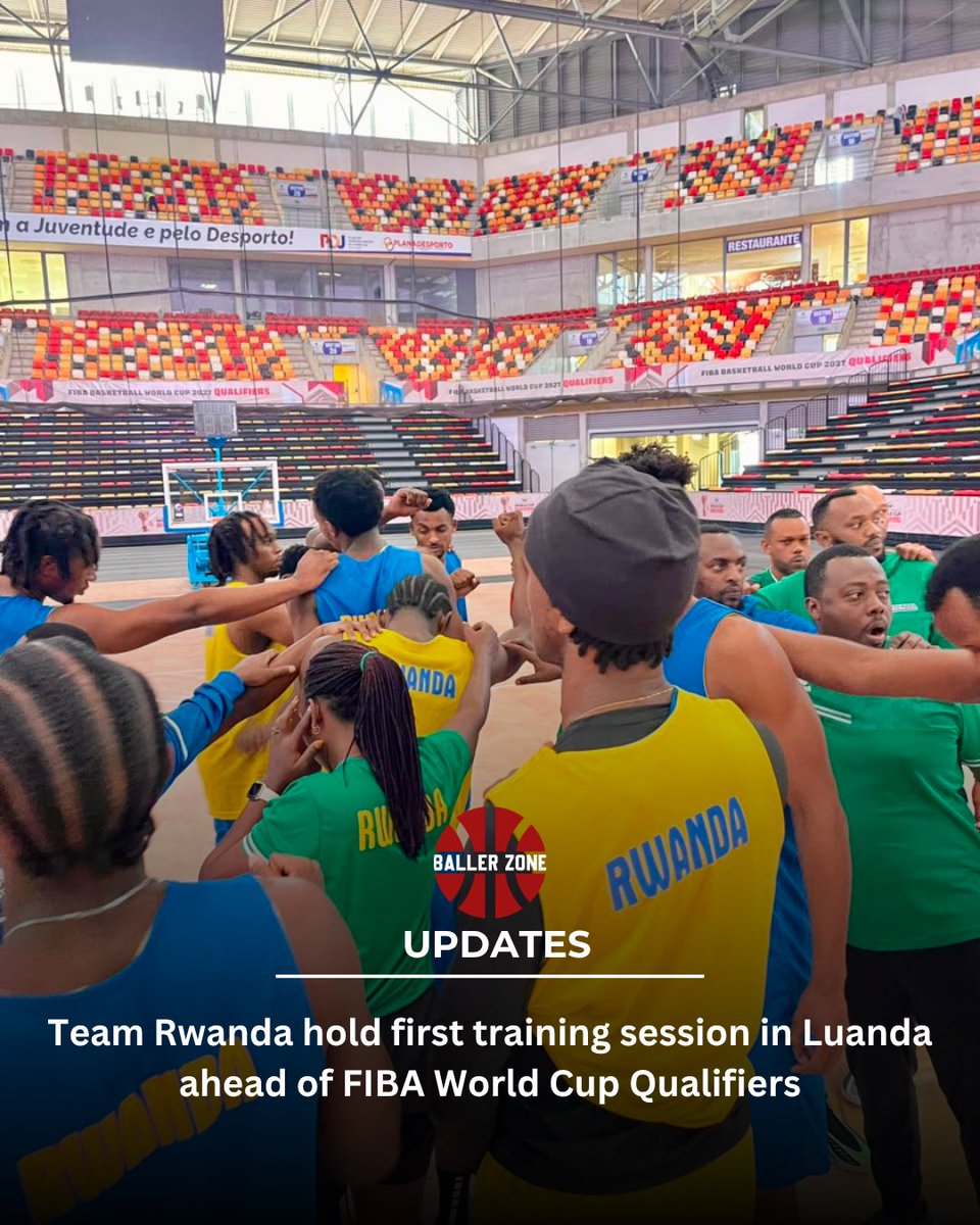 ballerzoneafr's tweet photo. PHOTOS: 🇷🇼 Team #Rwanda hit the court for its first training session in Luanda ahead of the FIBA Basketball World Cup Qualifiers ( July 2–5).

Rwanda opens its Group C campaign against Guinea on July 2 at Arena Kilamba. 🏀
📸: @nkotanyidamas https://t.co/yJYUhWJ6ZH