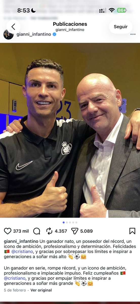 V_Canelo's tweet photo. @Alexis_RH_ Lo de Infantino, presidente de FIFA, felicitando a Cristiano públicamente es vergonzoso.

Imposible no pensar mal. https://t.co/as1f1NQn3N