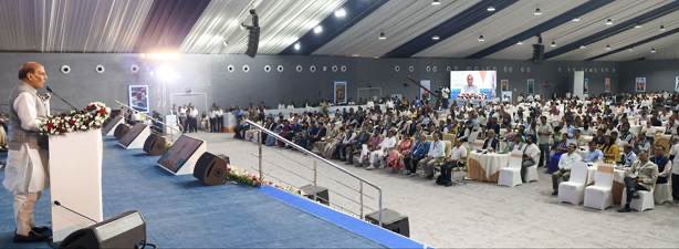 DefProdnIndia's tweet photo. Regional industries must become partners in Viksit Bharat journey : Raksha Mantri Shri Rajnath Singh has called upon regional industries to become partners in the journey by transforming regional strengths into national capabilities, local innovations into global competitiveness, and industrial growth into strategic strength.
Raksha Mantri, in his address during the Vibrant Gujarat Regional Conference in Vadodara on June 30, 2026 stated that under #AatmanirbharBharat initiative India is fostering indigenous capabilities in strategic sectors such as aerospace and defence. The budgetary provisions for modernisation and capital procurement aim to encourage domestic industries and integrate them into the global supply chain. In order to boost investment, licensing policy has been simplified and liberalised FDI policy. Srijan Portal, iDEX, Defence Testing Infrastructure, Green Channel Certification and Self-Certification have instilled confidence in small industries and Start-ups.

Raksha Mantri further stated that domestic defence production has surged to a record high of ₹ 1.78 lakh crore from just  ₹ 46,000 crore in 2014 and defence exports have soared to an all-time high of  ₹ 38,424 crore.

Details: https://t.co/d9XeXxOmgP

#AatmanirbharBharat #DefenceProduction #MakeInIndia #DefenceManufacturing #IndiaDefence #DefenceSector #DPSUs