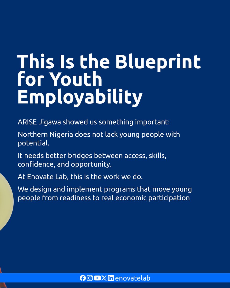 Enovatelab's tweet photo. Translating vision into structure, training, data, and measurable youth engagement.

We don’t just run trainings.

We design systems that move people from potential to opportunity. https://t.co/tCrYMiIhJF