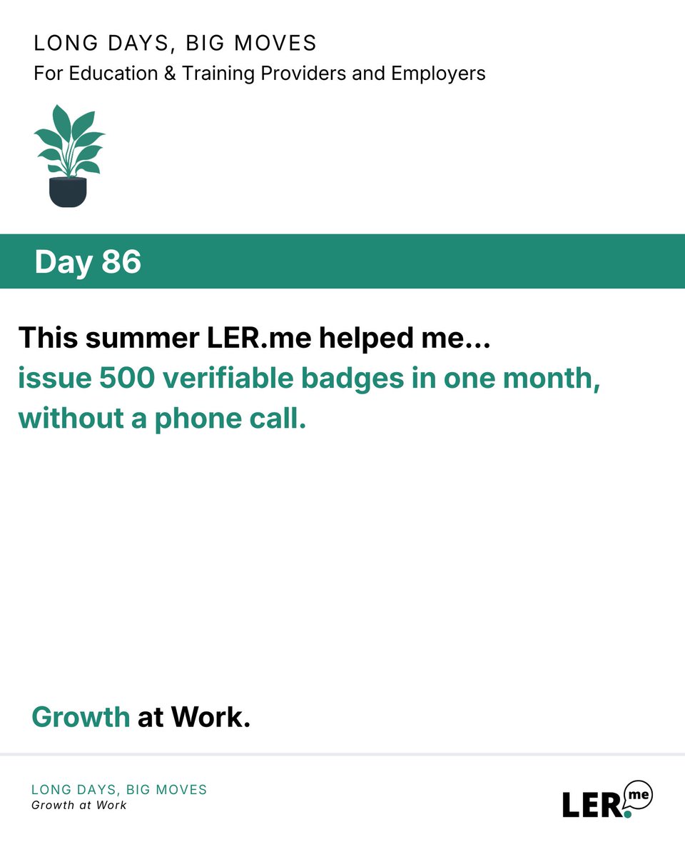 LER_me_'s tweet photo. This summer https://t.co/i4bcnZTRb3 helped me... 
 
issue 500 verifiable badges in one month, verifiable without a phone call. 
 
Growth at Work. 
 
https://t.co/fmGLHnhJIY 
#Skills #Credentials #SummerJob https://t.co/qcOyIfZsJj
