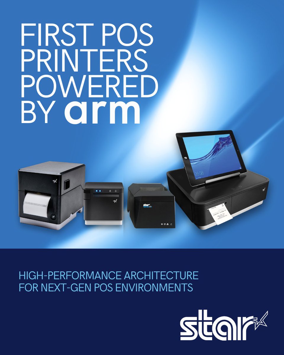 StarMicronics's tweet photo. POS printing just evolved. 🚨
✅ Star Micronics is the first to bring ARM architecture to POS printers, enabling native support for modern Windows devices.
https://t.co/uGHS5lQSPC
#PointOfSale #WindowsOnARM #RetailTech #ISV #StarMicronics #ARMdriver https://t.co/6ZtgpSIXDO