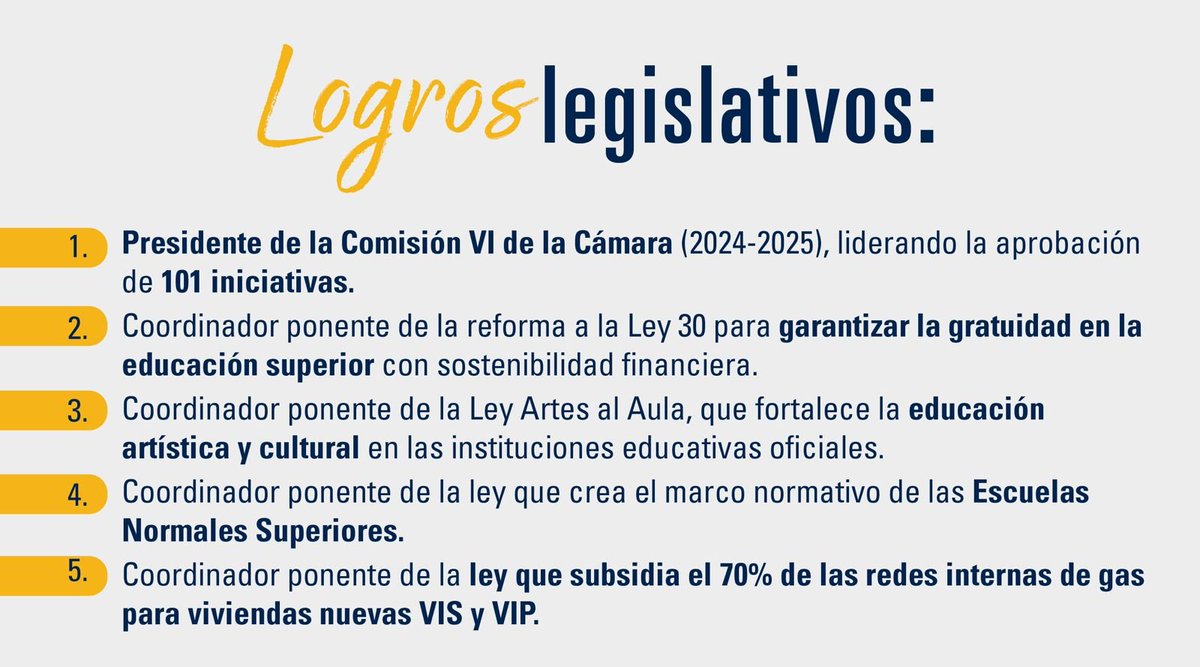 PCambioRadical's tweet photo. Pasar por el Congreso tiene que servir para cambiar realidades, y eso es lo que el ‘Profe González’ hizo desde la Cámara de Representantes entre el 2022 y el 2026.

Como presidente de la Comisión VI, lideró la aprobación de 101 iniciativas, poniéndose al frente de reformas clave como la gratuidad en la educación superior y el subsidio del 70% en las redes de gas para las viviendas más vulnerables. Su gestión demuestra que se puede hacer política con rigor técnico y sensibilidad social.

Desliza para conocer el balance completo de un trabajo pensado por y para la gente. ➡️

Cambio Radical #SíLoHace✅