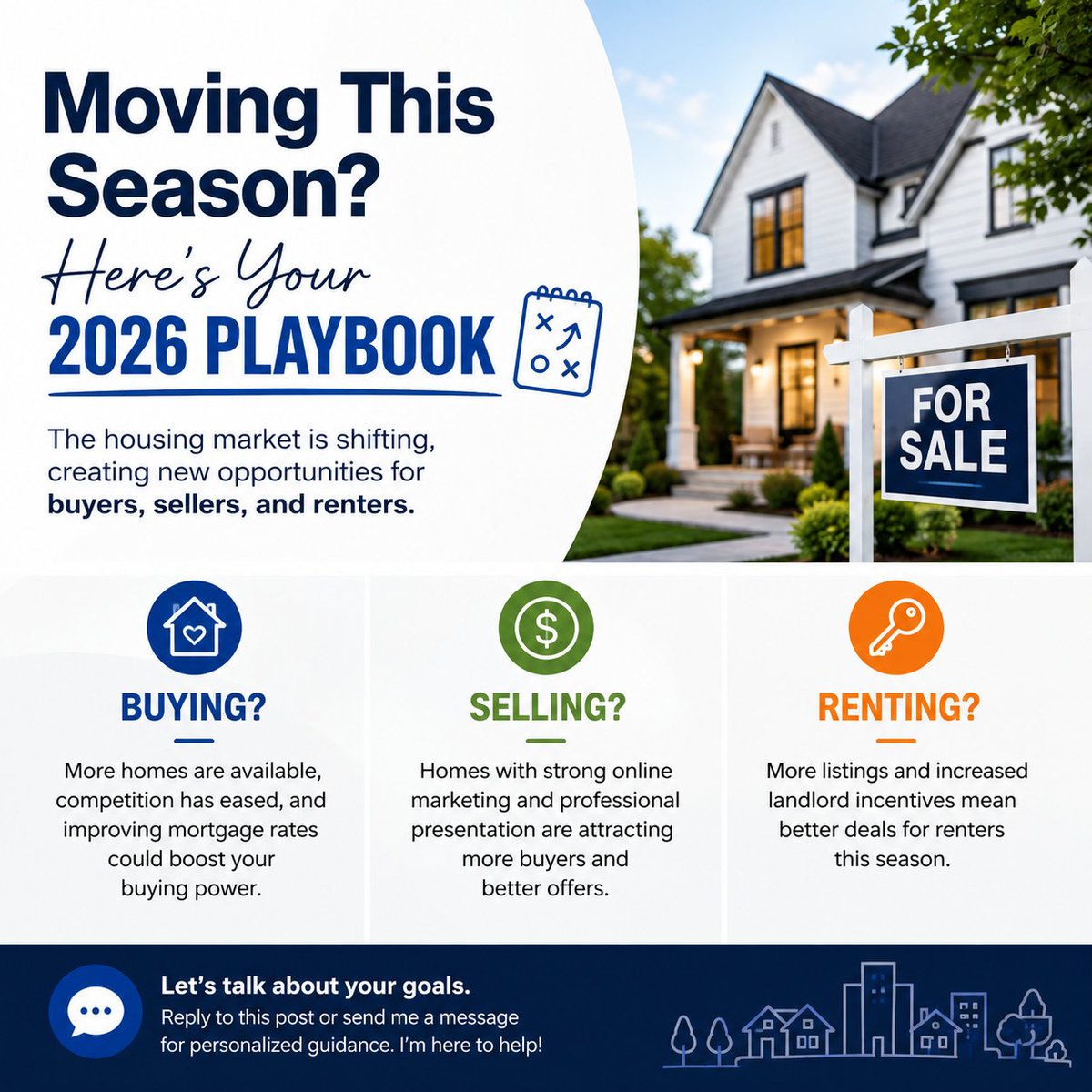 daysetaruselli's tweet photo. Thinking about moving in 2026?

✔️ More homes for buyers
✔️ Better marketing = stronger offers for sellers
✔️ More rental options &amp; incentives

The market is creating new opportunities—whether you're buying, selling, or renting.

📩 DM me if you'd like to explore your options. https://t.co/rBHeyNwTFt