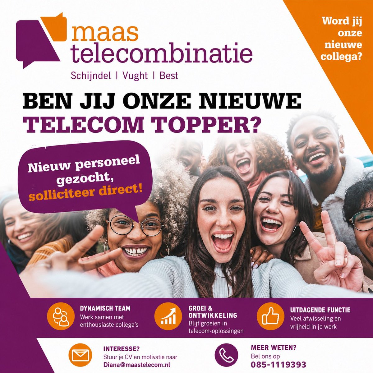 TC_Maas's tweet photo. Ben jij onze nieuwe telecom Topper?

#Schijndel#Vught#Best https://t.co/AjRWOlUtaR