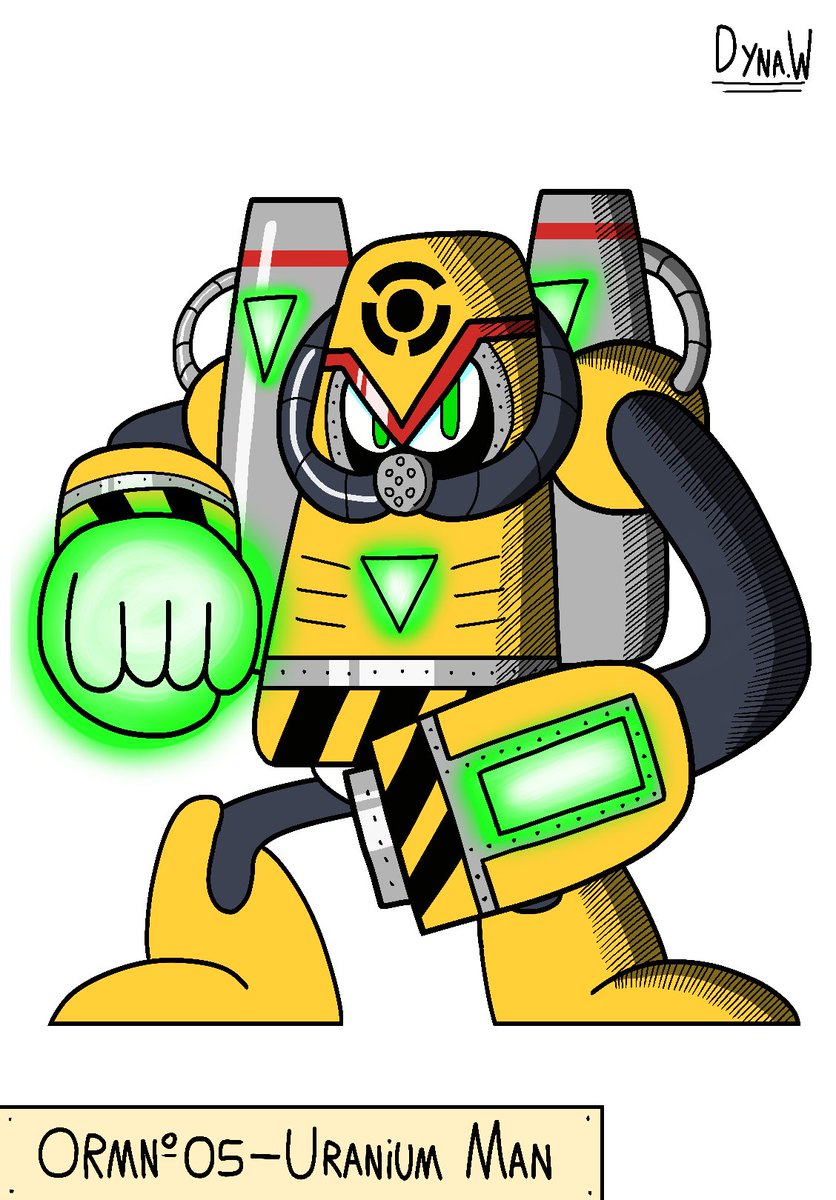 WizardDyna's tweet photo. Uranium Man: A hazard robot made to monitor a nuclear power plant. He launches long nuclear explosion ranges that follows the player besides relasing toxic smug clouds melt everything with his radioactive touch.
#megaman #fan_character #robot_master #ロックマン https://t.co/8eTanFhrnm