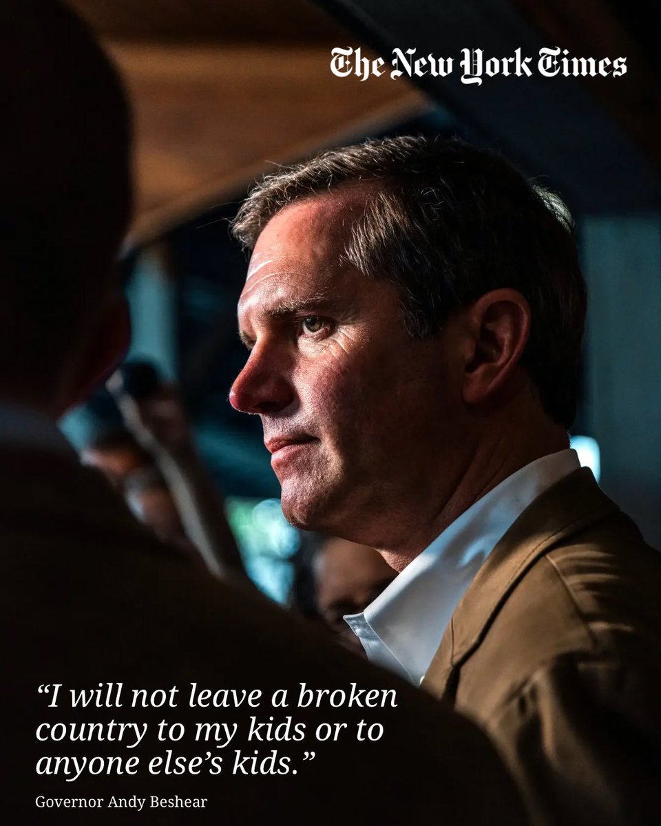 KyDems's tweet photo. Governor @AndyBeshearKY sat down with the @nytimes to talk about his faith, values, and what drives him to keep fighting for Kentucky and beyond. 

Read it here: https://t.co/Fa2zB1ZtWw https://t.co/Zq0T8dbTkw