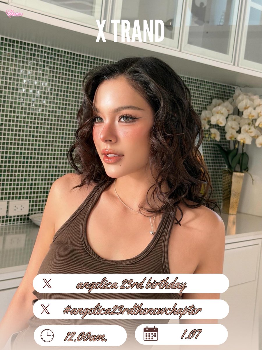 angelicaofffan's tweet photo. 🎵 𝑨𝑵𝑮𝑬𝑳𝑰𝑪𝑨’𝒔 𝟐𝟑𝒓𝒅 𝑩𝑰𝑹𝑻𝑯𝑫𝑨𝒀   🎵

HASHTAG &amp; KW เนื่องในโอกาศวันเกิดของแองเจครบรอบ 23 ปีทีมงานเลยเชิญชวนทุกคนร่วมเล่นแท็กเพื่ออวยพรวันเกิดให้แองเจกันค่ะ 🩷🪼

⏰: 00.00น.
📆: 1 07 2026 
#️⃣: # Angelica23rdTheNewChapter 
🔐: ANGELICA 23rd BIRTHDAY https://t.co/1nXWpQrlka