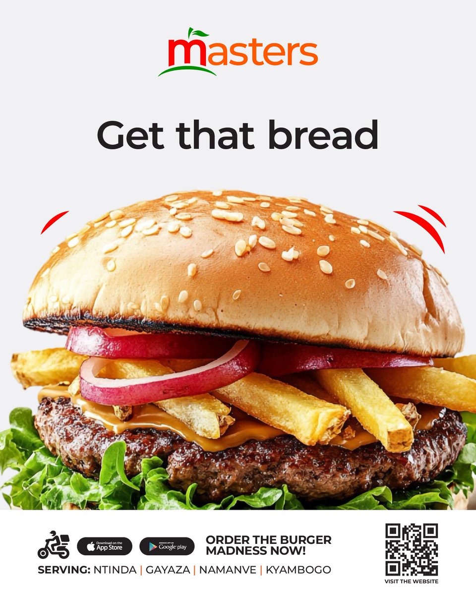 MastersUG_4's tweet photo. The only bread worth chasing today.
Not just nyanya mbisi, every topping is carefully selected to give you the perfect bite every time.
Available at Ntinda, Gayaza Road, Namanve, and Kyambogo, or order on the Masters UG App.
#MastersUg #MastersUgapp #GetThatBread #burgermadness https://t.co/QcmHTVFKfe