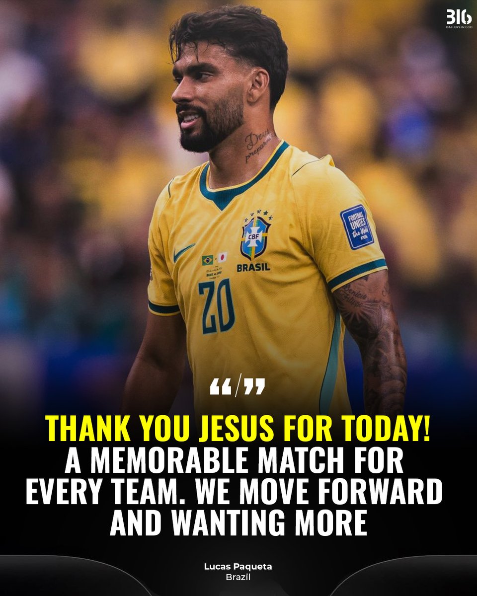 BallersinGod's tweet photo. "Thank you Jesus for today."

After the final whistle, Lucas Paquetá didn't point to himself. He gave thanks to the One who gave him the opportunity to step onto the pitch. https://t.co/s3WTNS1W2k