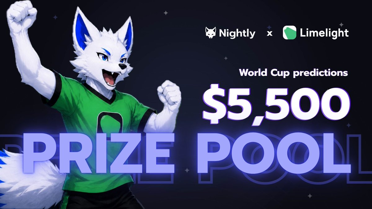 Nightly_app's tweet photo. The markets are live, the knockout stage is underway, and $5,500 USDCx is up for grabs.

Before you make your first call, here's everything you need to know about predictions with @Limelight_Preds on our Discord 🏟️ https://t.co/zVrzgFl6Wa