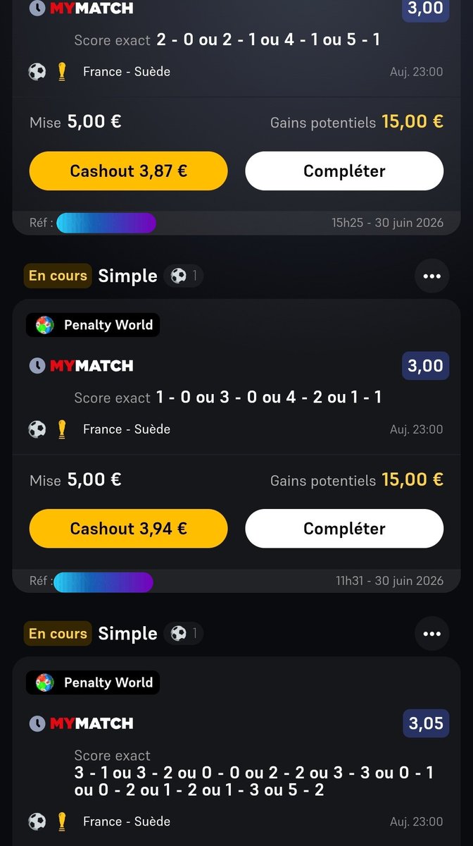 Tom_le_fifish's tweet photo. Penalty World ⚽️🌍  : 78 / 104

France 🇨🇵 - 🇸🇪 Suède

J ai attendu 4h pour pouvoir valider le ticket 2 - 0 / 2 - 1 / 4 - 1 / 5 - 1 donc si ça drop, soyez patient, ça devrait remonter !

GL à tous 🍀

❤️

#TeamParieur https://t.co/1CFpyRvDF0