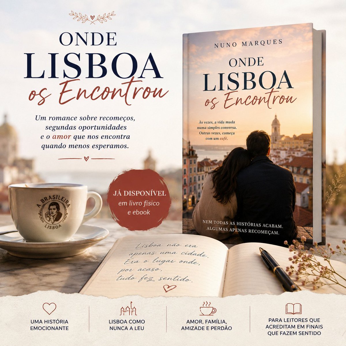 marklaro's tweet photo. LANÇAMENTO AMAZON &amp; KINDLE UNLIMITED!
https://t.co/ArAgxeo6lT
Link de afiliado Amazon.

Onde Lisboa os Encontrou: Um Romance de Amor e Recomeços
por Nuno Marques
Às vezes, a vida muda numa simples conversa. Outras vezes, começa com um café. https://t.co/sjvy2WLV8u